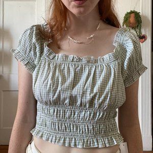 light green lisa says gah gingham prairie top